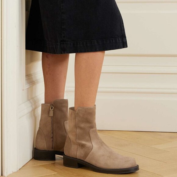 NIB$595 Stuart Weitzman 5050 Bold Zip Bootie Khaki Ankle Boots 11 - Picture 1 of 16